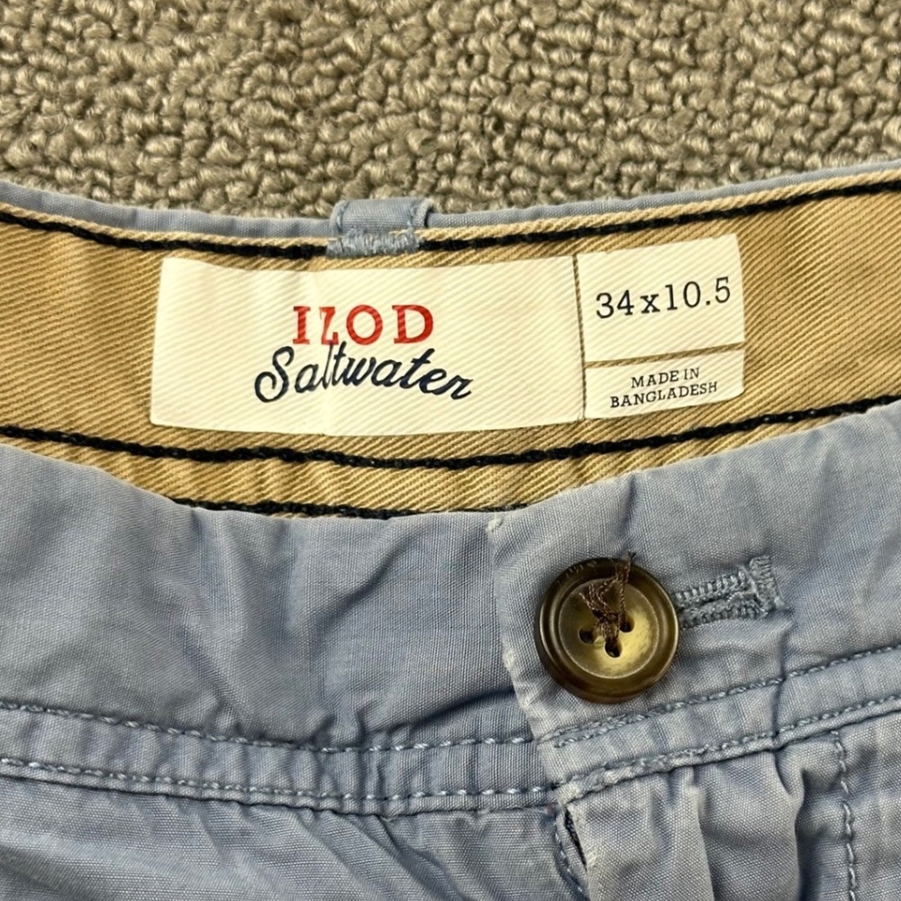 IZOD Saltwater Shorts Men 34 Blue 100% Cotton Chino Flat Front Pockets‎ Summer - Picture 3 of 9